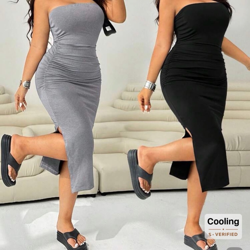 SHEIN Strapless Black and Gray Dress